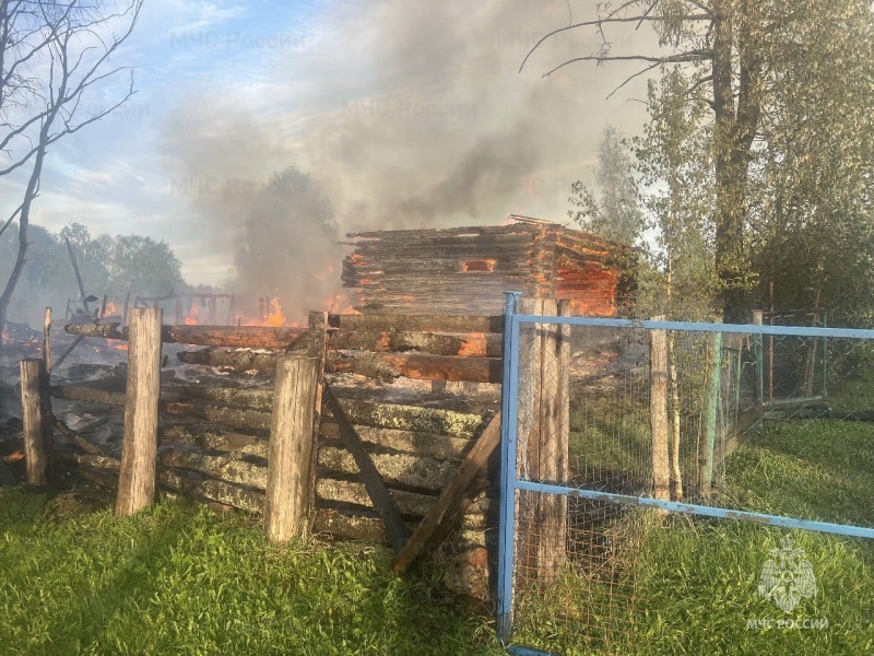 Пожарно-спасательное подразделение Ленинградской области ликвидировали пожар в Тихвинском районе