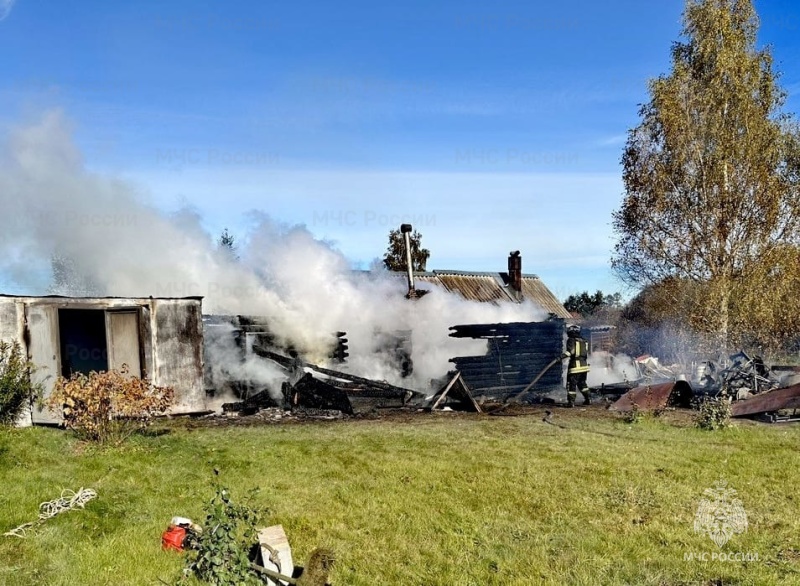 Пожарно-спасательные подразделения Ленинградской области ликвидировали пожар в Тихвинском районе